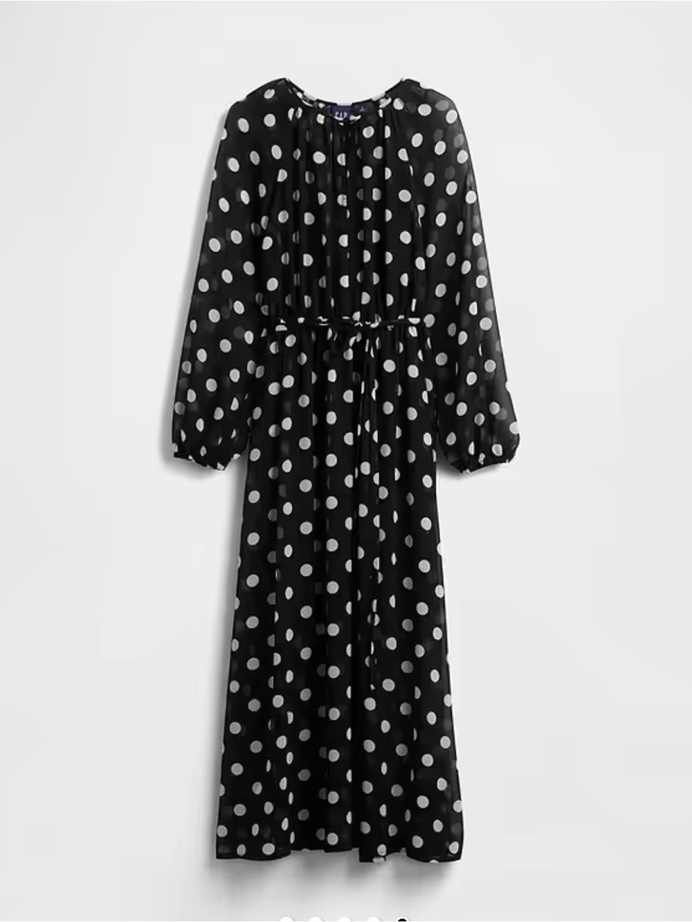 GAP Black Sheer Maxi Dress with White Polka Dots Size Small NWT